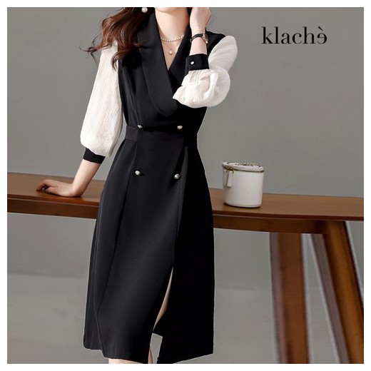 클라셰 프렌치더블버튼원피스_B4S0114